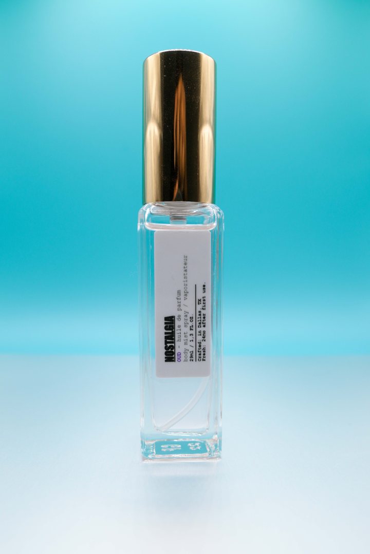 Nostalgia Oud huile de parfum bottle, hand made in Dallas, Texas