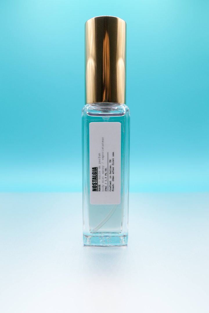 Nostalgia RAЯE huile de parfum bottle, hand made in Dallas, Texas