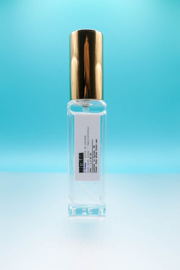 Nostalgia L'Homme huile de parfum bottle, hand made in Dallas, Texas