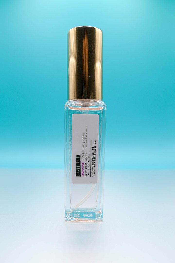 Nostalgia Intuition huile de parfum bottle, hand made in Dallas, Texas