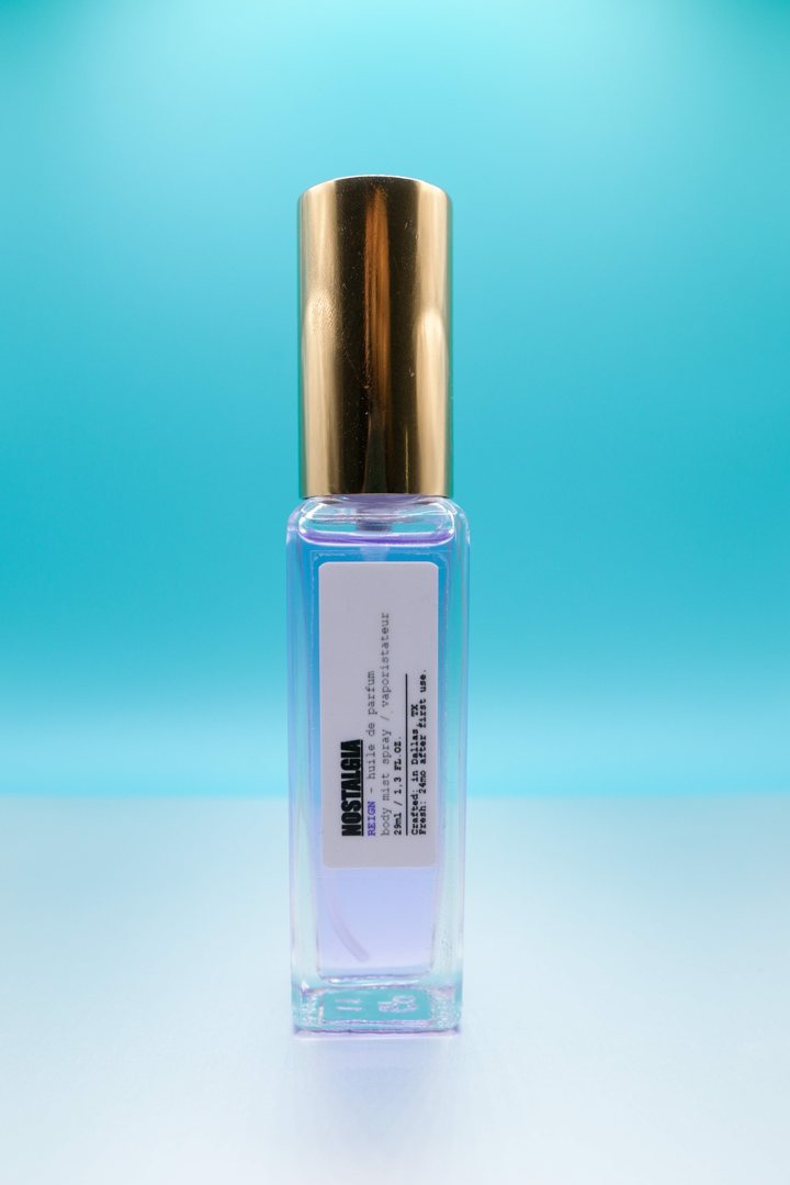 Nostalgia REIGN huile de parfum bottle, hand made in Dallas, Texas